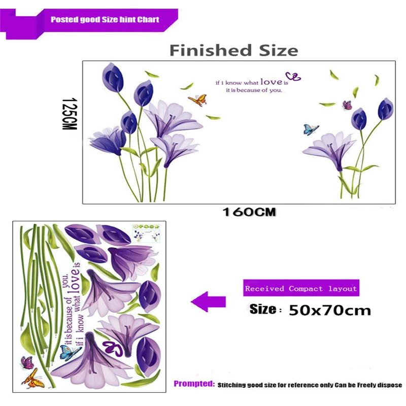 люблю фиолетовый цветы лаванды винил росписи Наклейка стены Стикеры наклейки