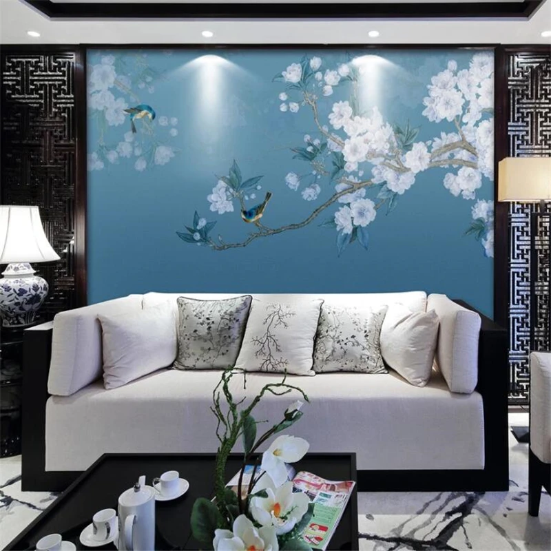 Обои на заказ 3d фрески новые китайские расписанные вручную цветы и птицы