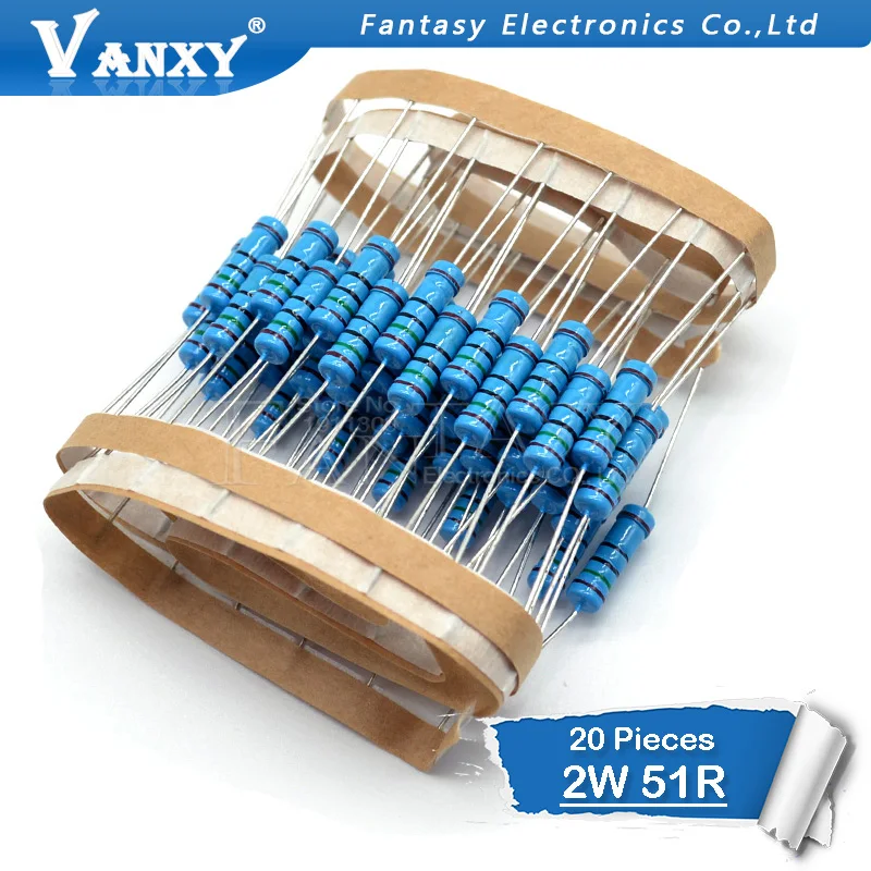 20 шт. 51 Ом 51R 2 Вт металлический пленочный резистор|2w metal film resistors|metal resistorfilm resistors |