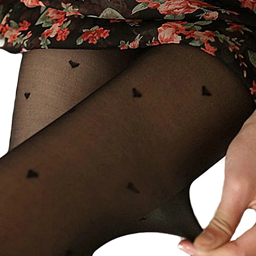 Женские пикантные и милые симпатичные жаккардовые колготки с рисунком сердца