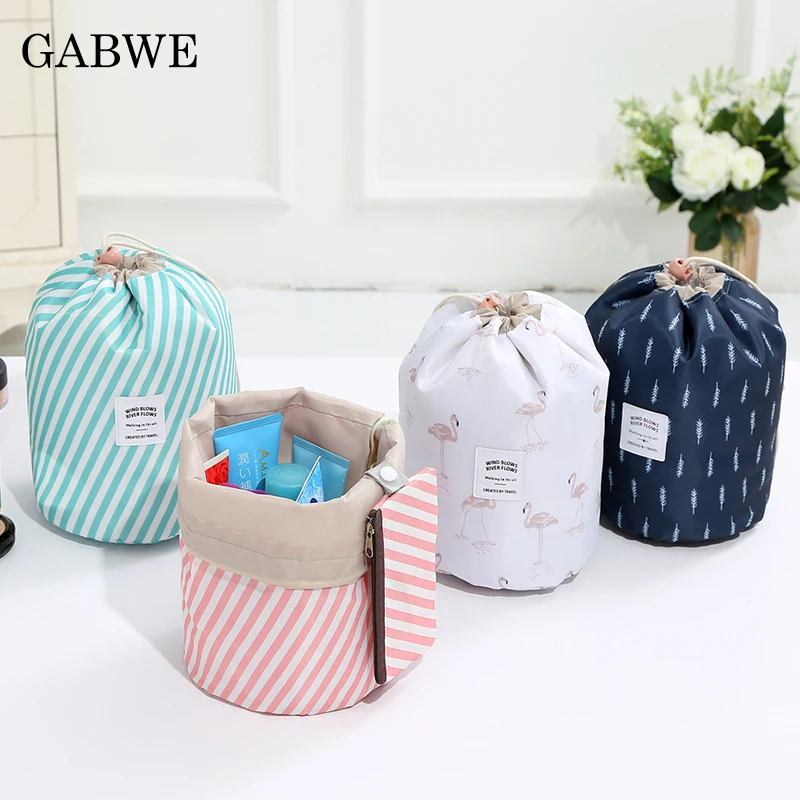 

Сумочка для туалетных принадлежностей от GABWE, модная круглая женская косметичка, дорожный органайзер для косметики с принтом «фламинго», су...