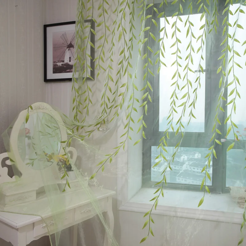 

Rustic curtain window screening customize finished products balcony green pink