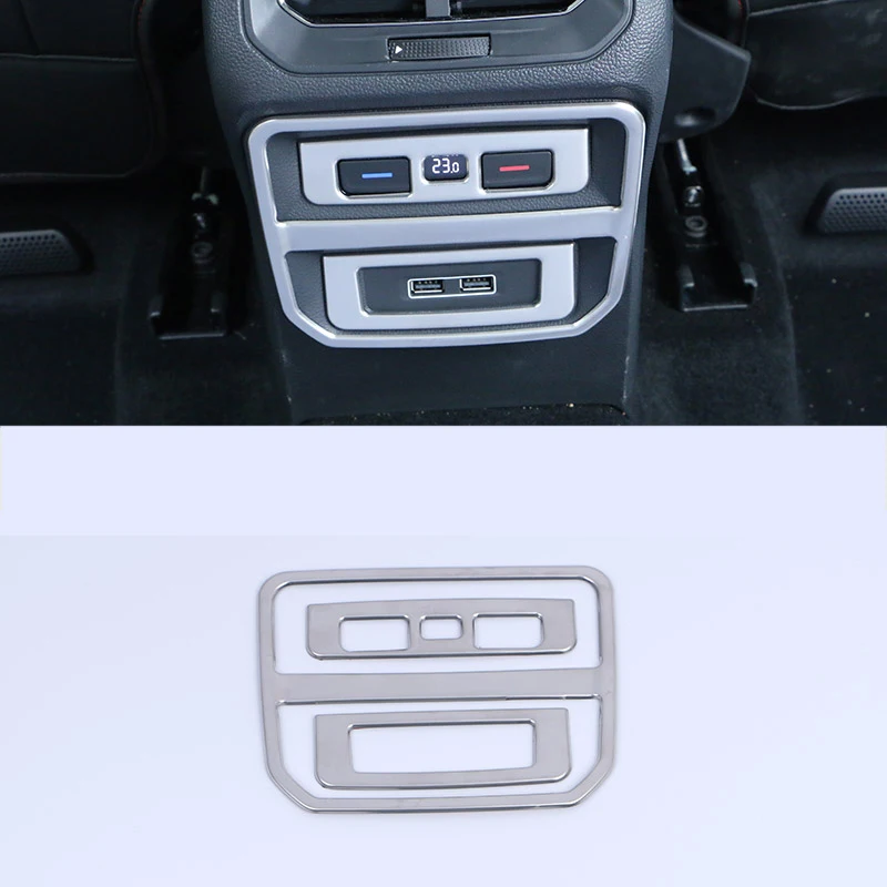 3 pcs silver USB Lsrtw2017 Нержавеющая сталь заднего подлокотник вентиляционные планки для Volkswagen Tiguan - Название цвета: 3 pcs silver USB