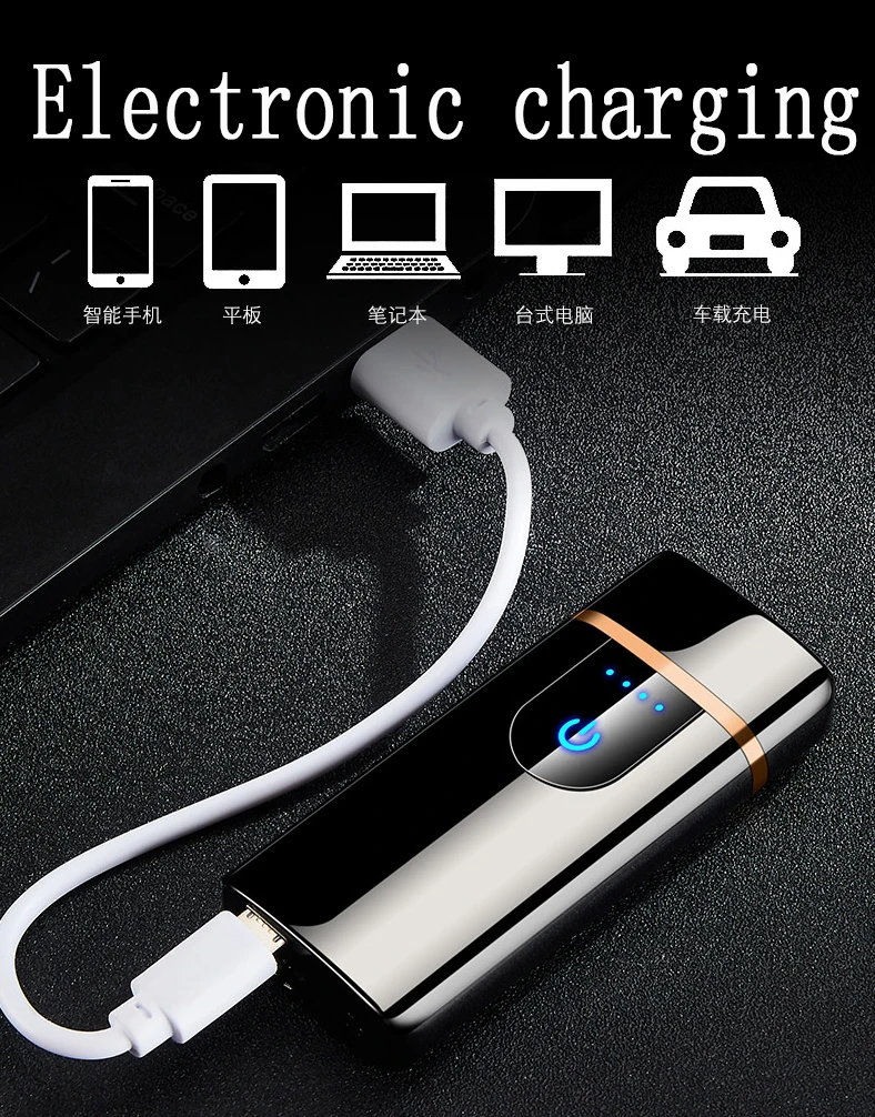 Двойная пожарная ультра-тонкая металлическая Электронная Зажигалка USB Windbreak