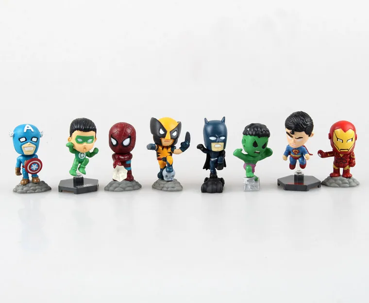 Movie Figure 8PCS/SET Super Hero The Avengers Superheroes Captain American Hulk X-men Spiderman Mini PVC Action Toys Doll | Игрушки и