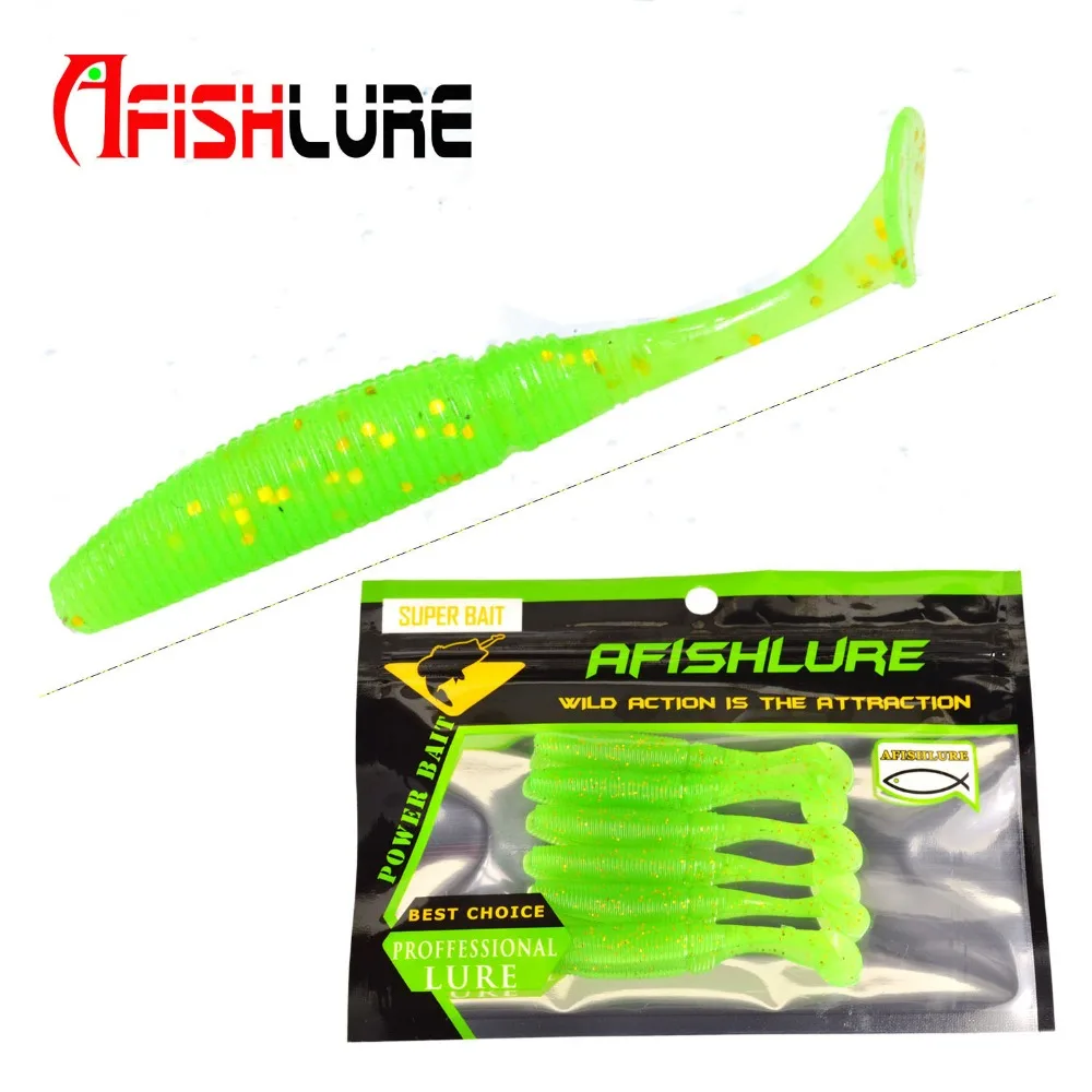 6 шт./лот Noctilucous Shad T Tail мягкий червь 75 мм 3g Paddle Taills искусственная приманка для