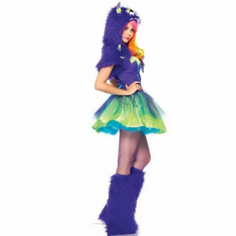 

New Halloween Colorful Purple Fox Animal Costume Sexy Cute Devil Role Play Halloween One-eyed Monster Demon Panda Costumes