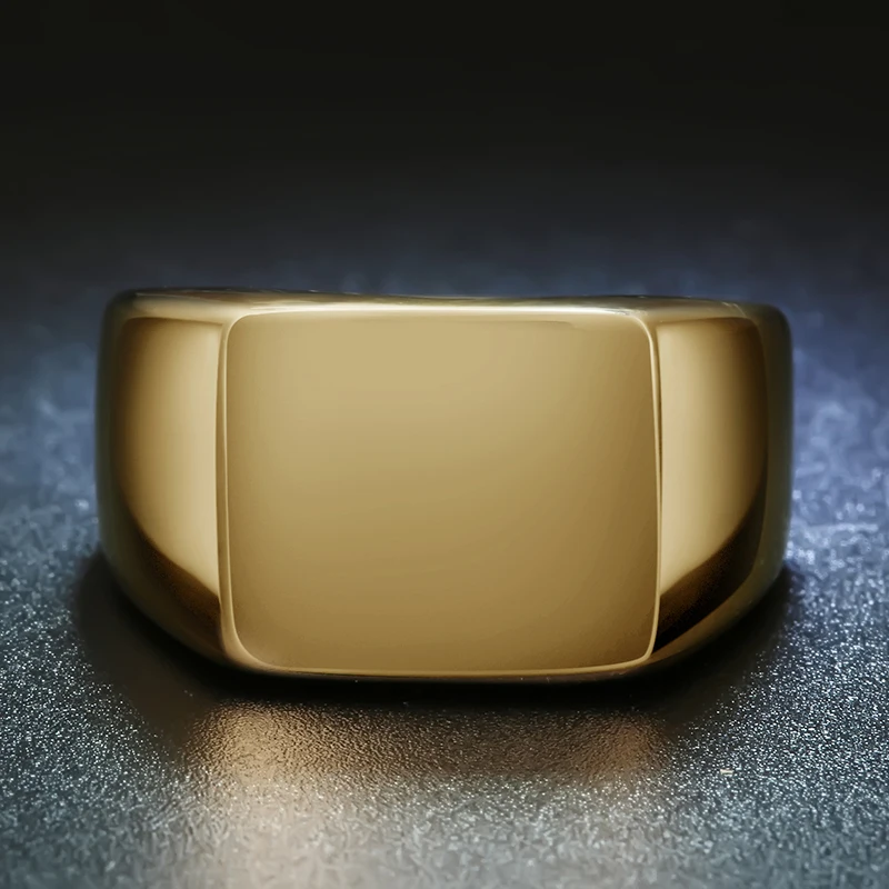 3 Color Punk Polished Stainless Steel Big Midi Ring Smooth Signet Band For Rapper Men Biker | Украшения и аксессуары