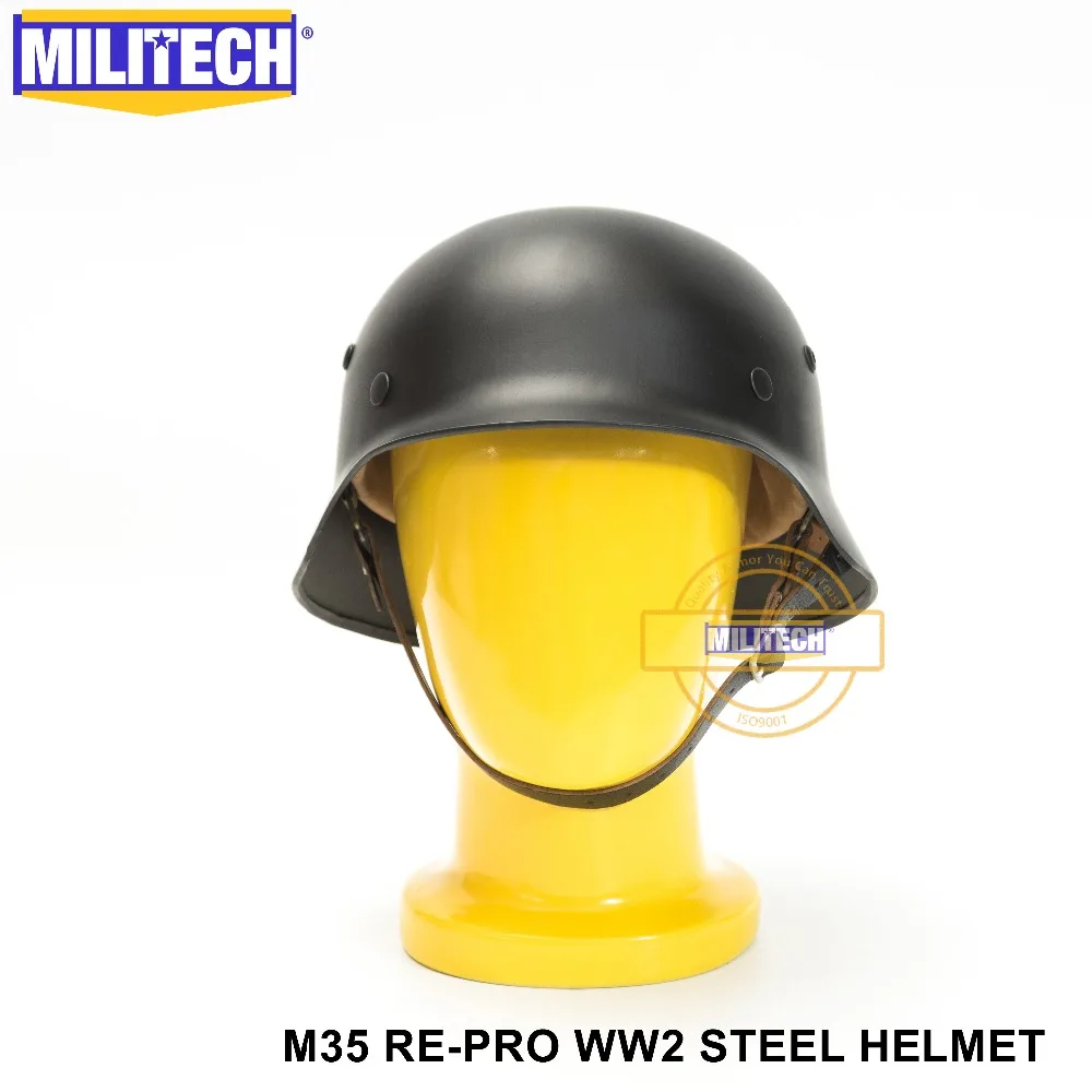 Шлем MILITECH Black WW2 из немецкой стали M35 WW II немецкий защитный шлем для велосипеда World