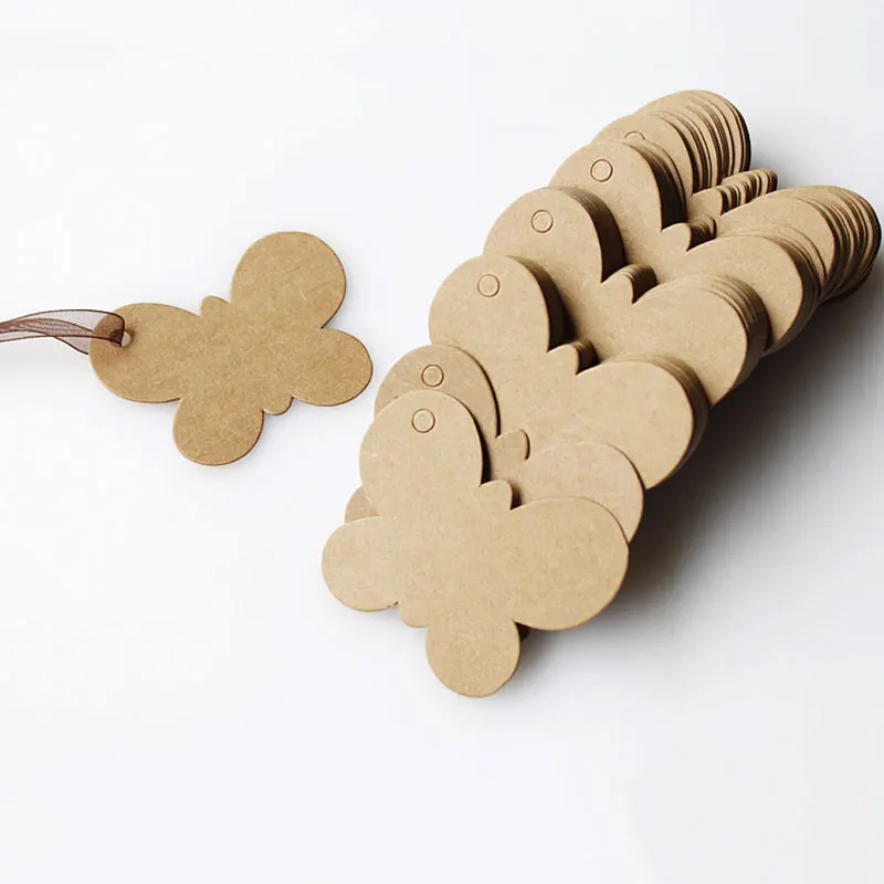 100 шт. DIY Крафт Бумага бирки бабочка этикетка багаж День рождения Свадьба