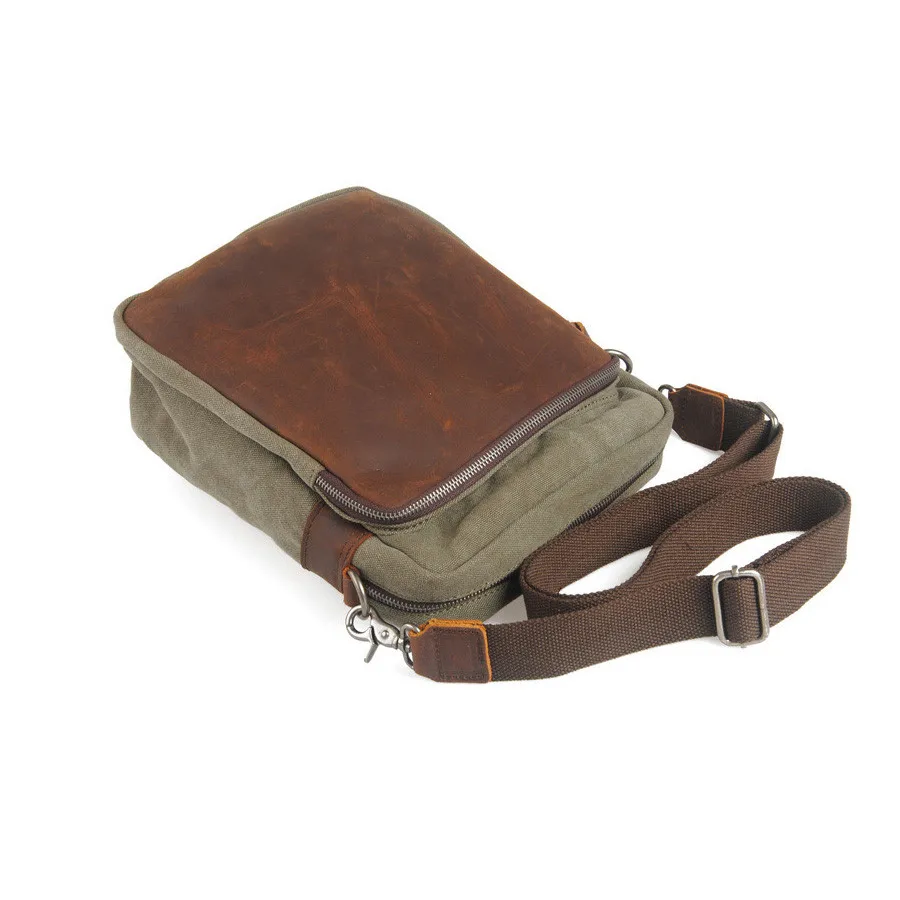2017 Новый Холст Мужчины Сумки Кожа Messenger Повседневная Малый Плеча Crossbody Сумка