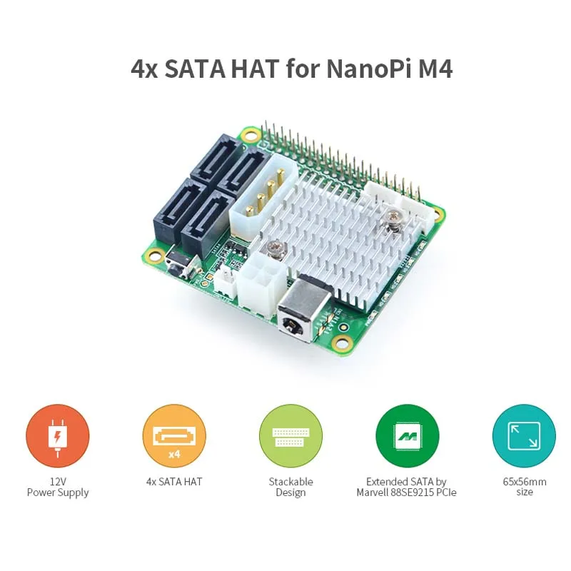 Nanopi M4 выделенный PCIe поворотный 4 порта SATA3.0 RK3399 макетная плата расширения