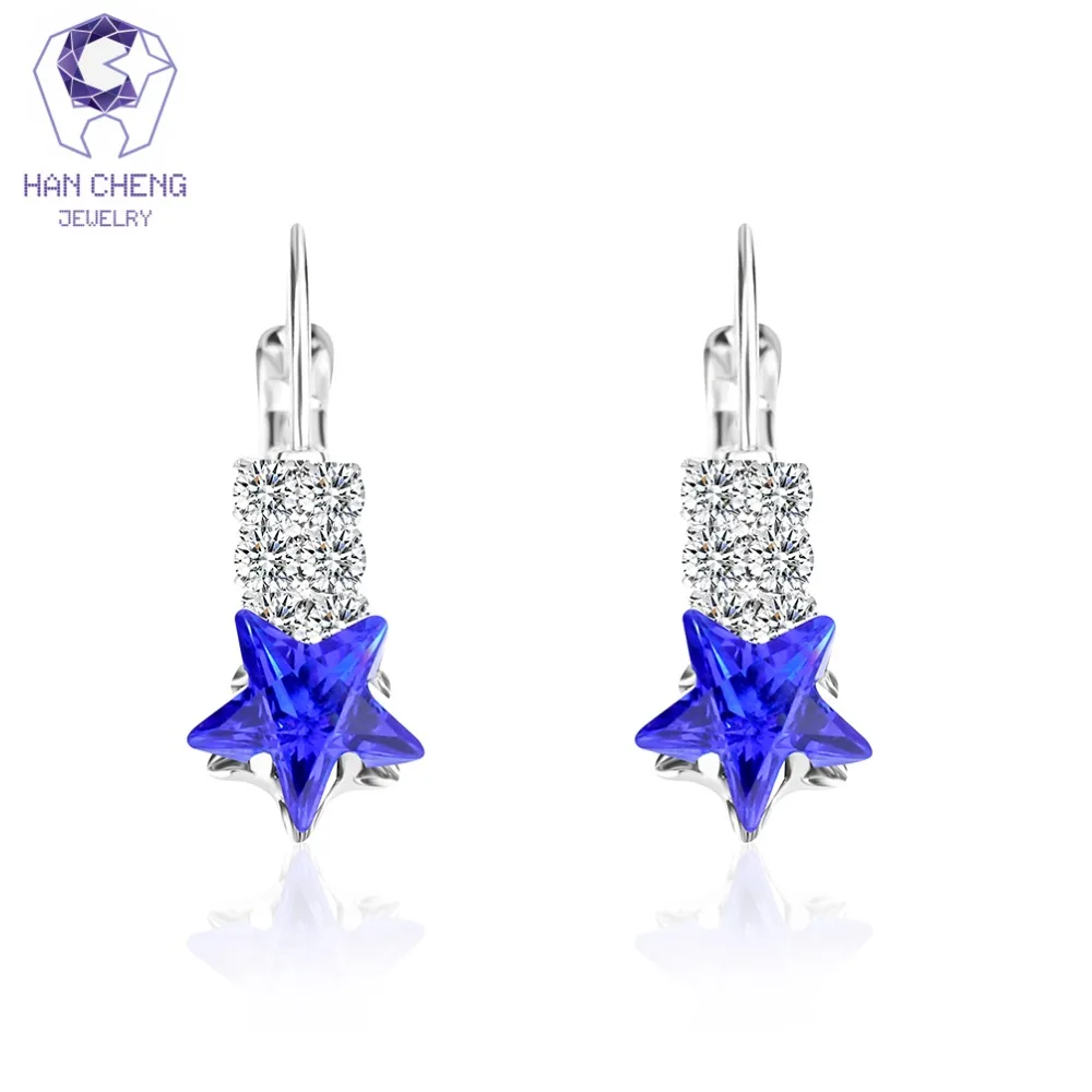 Серьги гвоздики женские с кристаллами и звездой|crystal stud earrings|drop earringsfashion earrings |