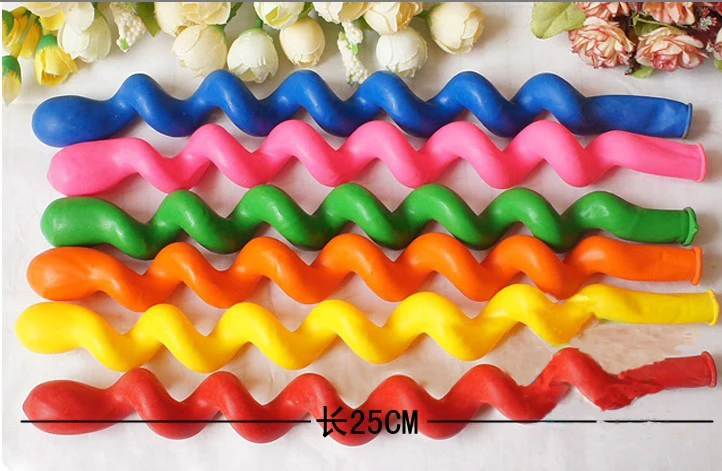 Бесплатная Shipping100Pcs/Лот Красочные Длинная спиральная Латекс винтовые воздушные