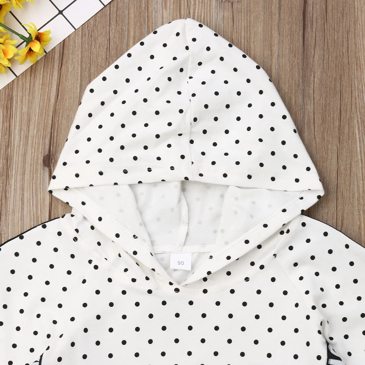 2019 одежда для малышей девочек в крупный горошек с капюшоном и футболка + шорты