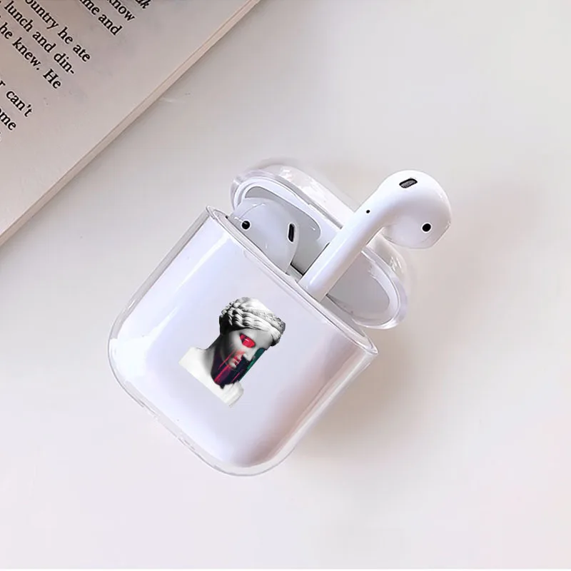 Прозрачный статуя Роскошный чехол для наушников для Airpods 1/2 мягкий чехол черный Художественный Стиль чехол для наушников s Чехол для Аксессуары для Airpods