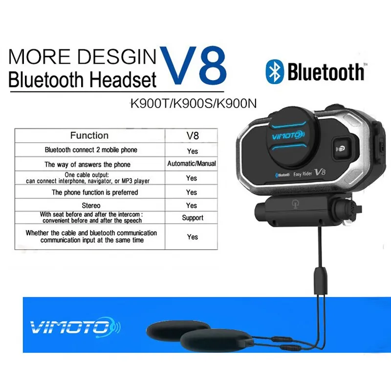 Беспечный ездок vimoto V8 мотоциклетный шлем Bluetooth гарнитура стереонаушники для
