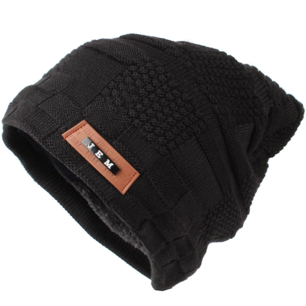 Мужская зимняя шапка бини вязаные шапки Skullies Bonnet для папы маска двухслойная