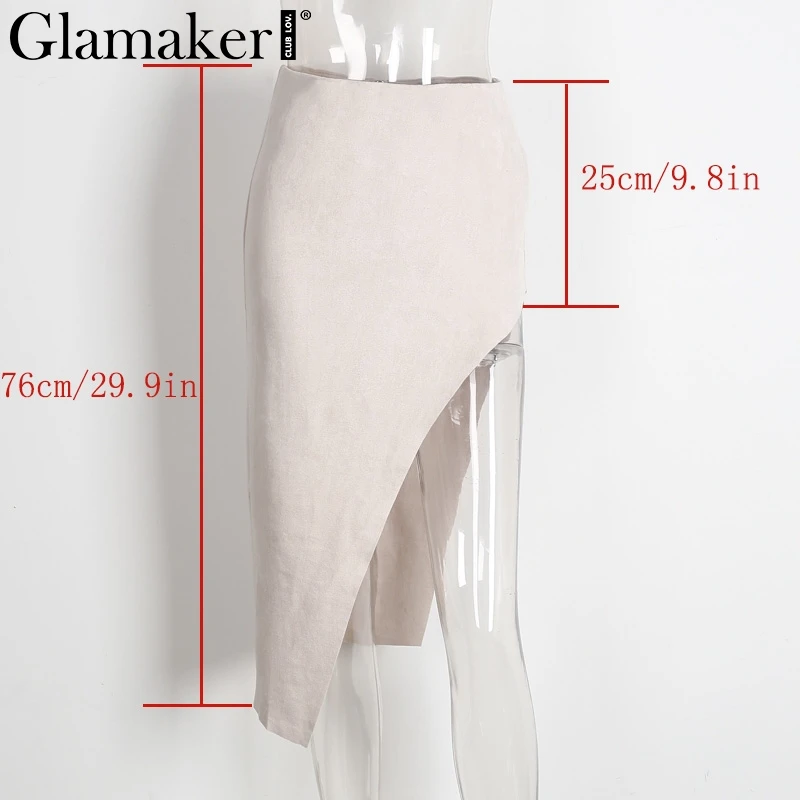 Glamaker фитнес Сплит бархатная юбка с высокой талией Весенняя уличная одежда женские юбки Футляр Сексуальная Асимметричная тонкая юбка для вечеринок