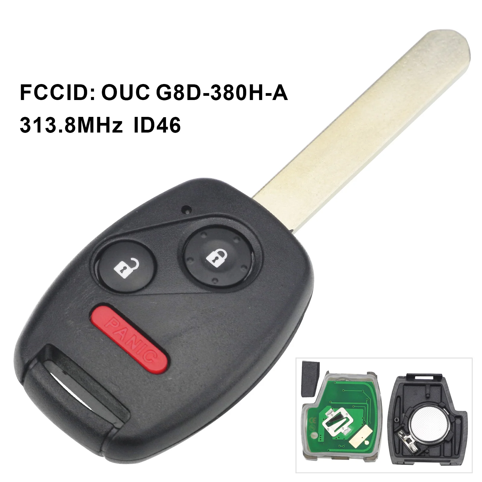 2 Plus 1 Button Jingyuqin Автомобильный Дистанционный ключ для Honda Odyssey 2005-2010 Accord 2003-2007 OUCG8D-380H-A 313,8 МГц 3/4 кнопки управления Fob ID46(7941 - Цвет: 2 Plus 1 Button