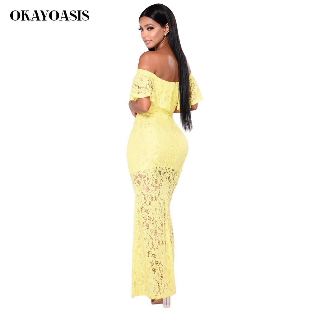 OKAYOASIS Летние Стильные сексуальные женские макси платья с открытыми плечами