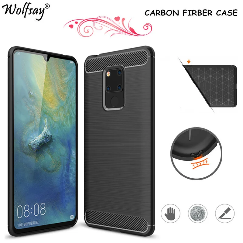 Чехол Wolfsay из углеродного волокна для Huawei Mate 20X резиновый Гибридный Силиконовый