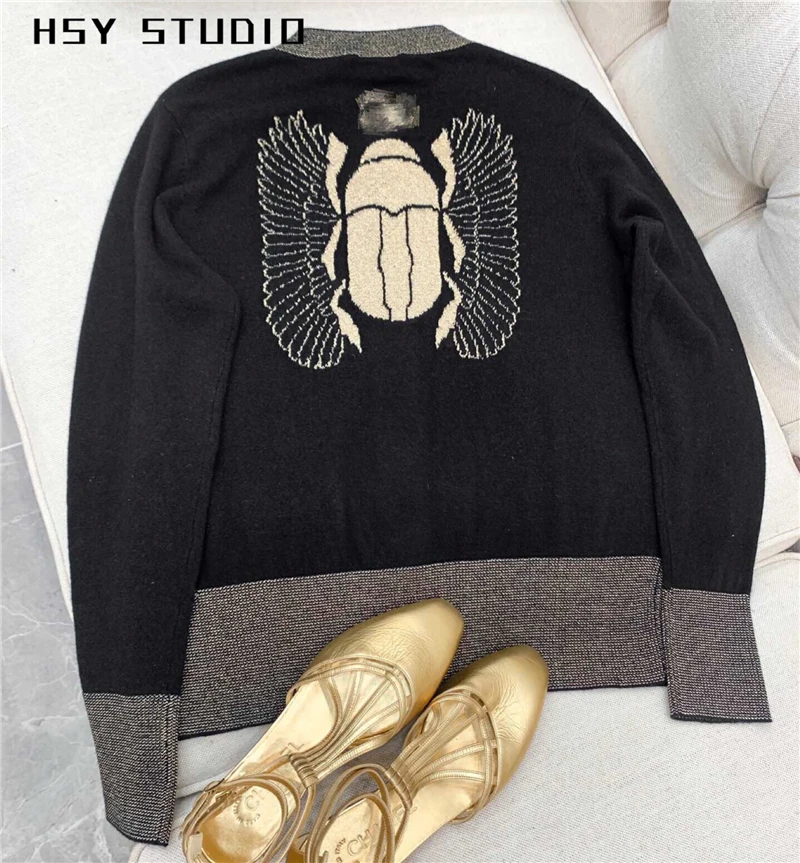 【HSY studo】 2019 Осень Новый элегантный женский цех Серый кардиган с длинным рукавом