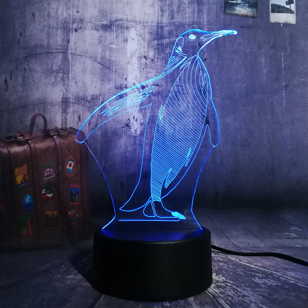 3D светодио дный милый пингвин ночник 7 цветов изменить стол USB Touch RC удаленного новинка детские игрушки подарка дома luminaria Декор
