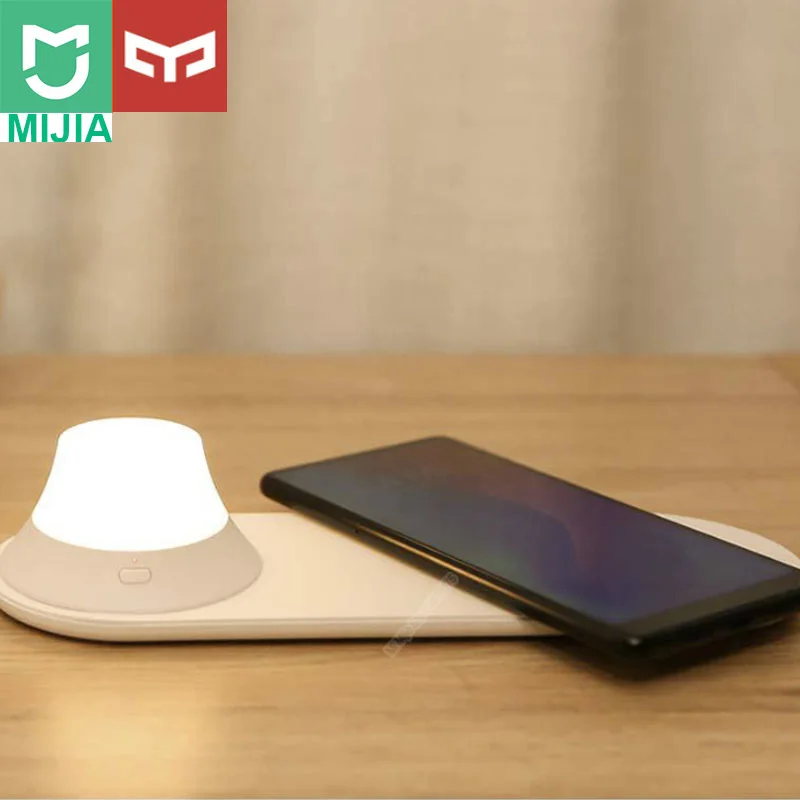 Xiaomi Йи светильник Беспроводной Зарядное устройство с светодиодный ночной Светильник магнитное притяжение для быстрой зарядки iPhone samsung huawei Xiaomi