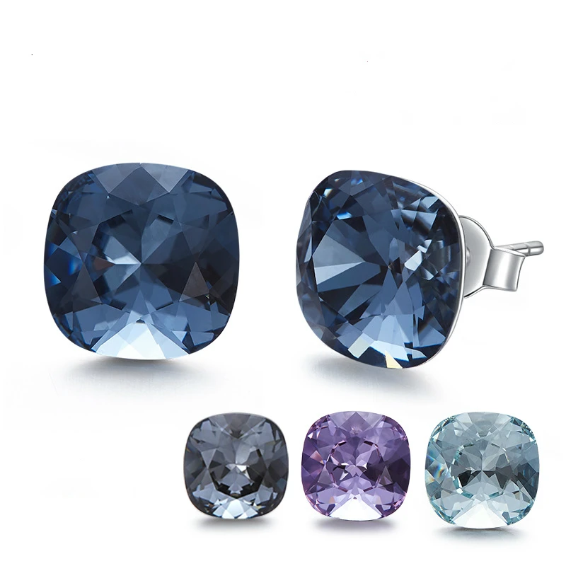 Новые простые 925 серебряные серьги женские с кристаллами Swarovski|Серьги-гвоздики| |