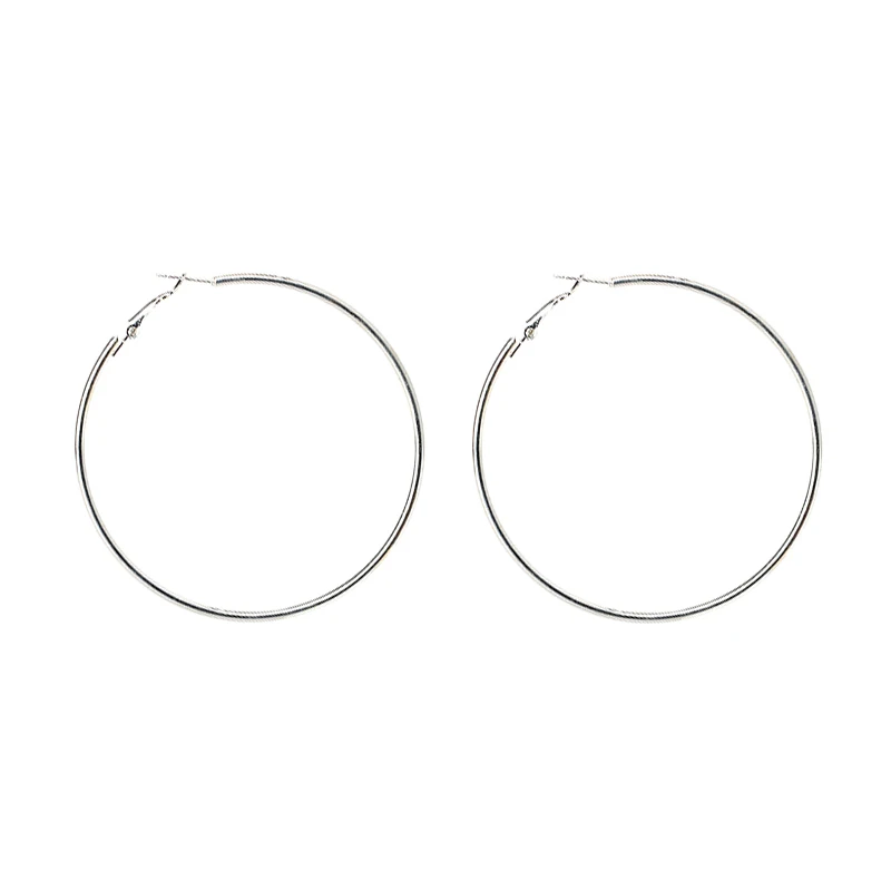 Личности супер большие круги Серьги-кольца для Для женщин Мода Серебряный цвет