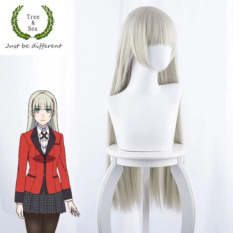 Японский косплей парик Kakegurui Compulsive Gambler Momobami Ririka серебряные костюмы с длинными