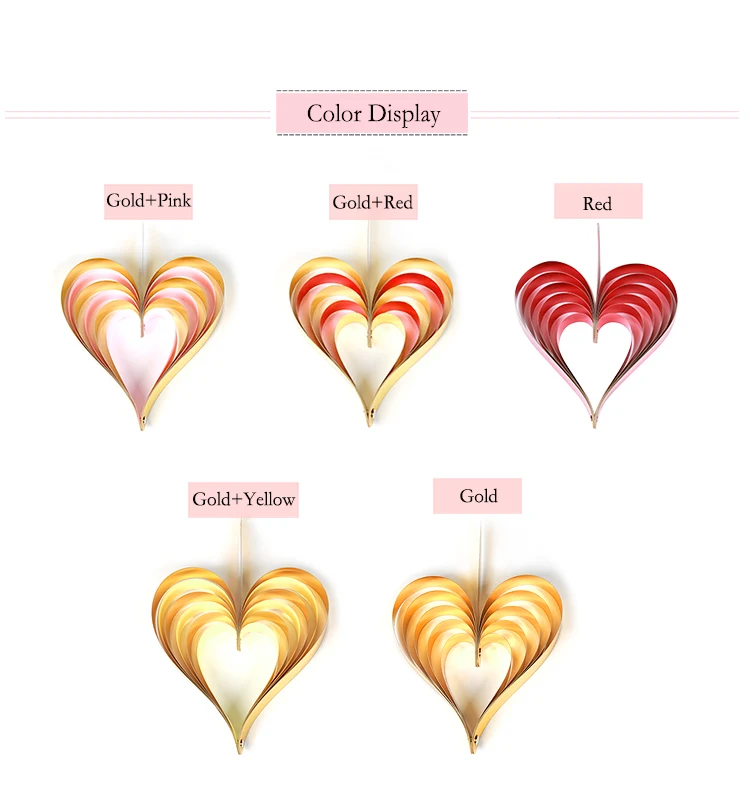 

4pcs 3D Gold Heart Paper Garland Wedding Banner Engagement Bunting Flags Vintage Party Baby Show Room Hangings Props Decoration