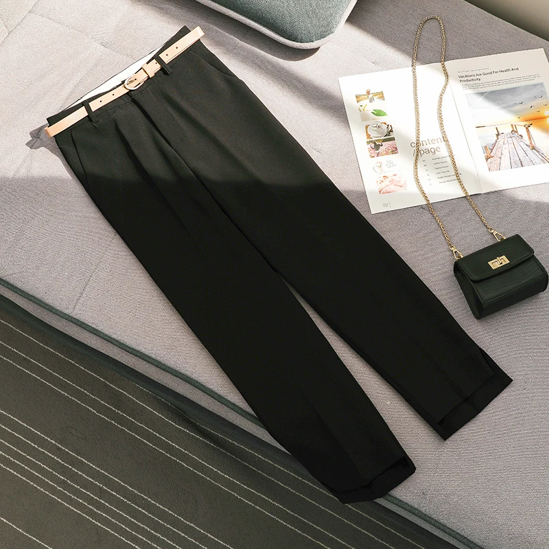Женские Асимметричные Брюки BGTEEVER однотонные прямые офисные брюки с высокой