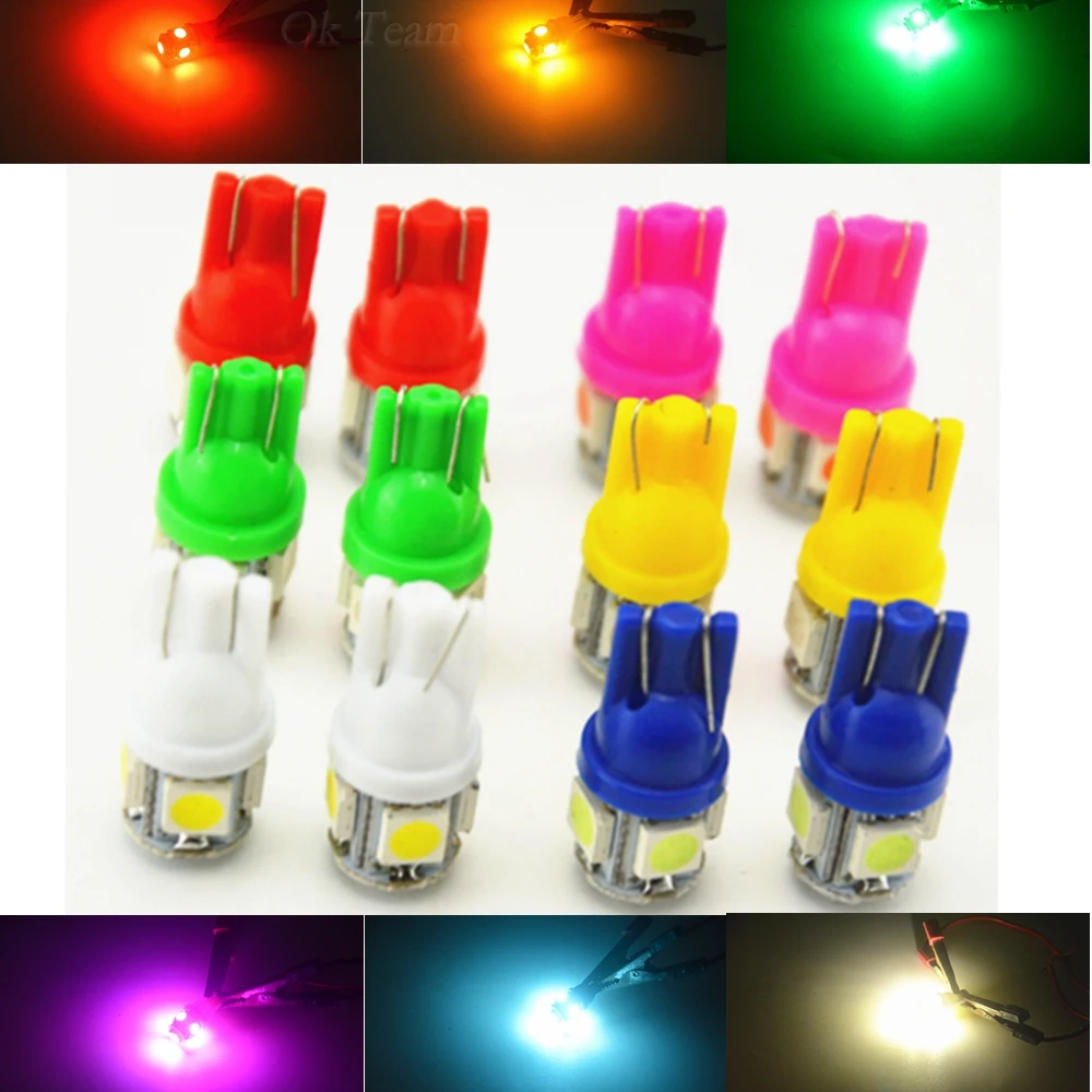 10 шт. T10 5SMD 5050 Автомобильный светодиодный авто светодиодные лампы 12 в 1 Вт