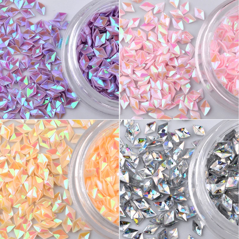 12 цветов дизайн ногтей 3D в форме ромба блестки стразы пудра помада Советы