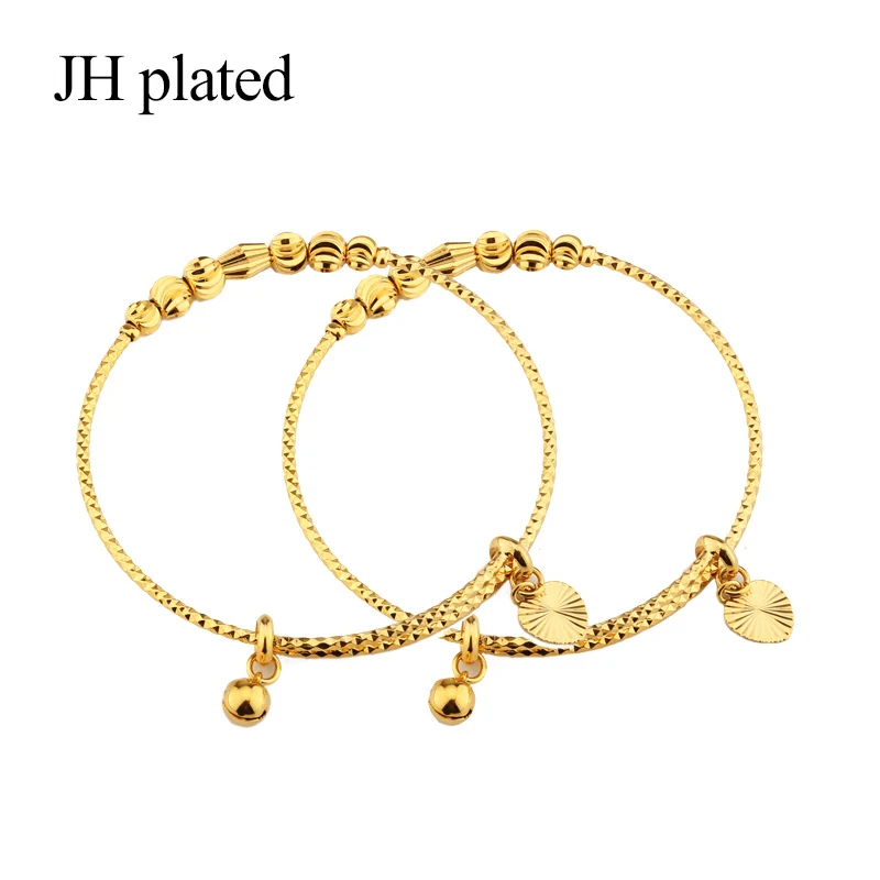 JHplated Африканский Эфиопский Модный золотой цвет колокольчик браслеты ювелирные изделия женские вечерние свадебные подарки растягивающийся свободный размер 2 мм браслет