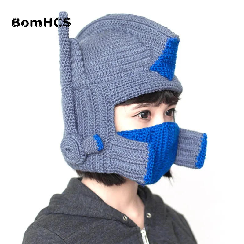 BomHCS крутой Забавный шлем бини зимняя теплая 100% трикотажные головные уборы ручной