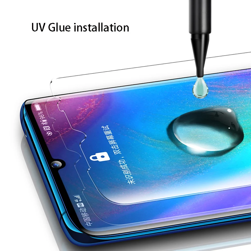 Защита экрана от УФ клея для huawei P30 Pro Lite закаленное стекло полное покрытие mate 20