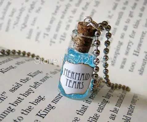 12 шт./лот ожерелье в виде слезы русалки стеклянной бутылки океаническом стиле