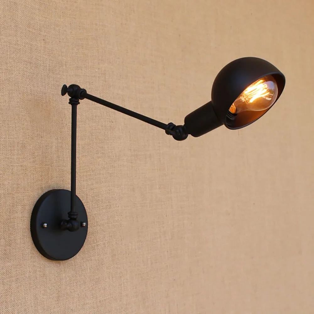 Винтажная Регулируемая настенная лампа с длинным кронштейном в стиле лофт E27