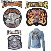 zotoone live to ride back patch sew on garment appliques diy iron on patch applications on clothing punk skull badges for jacket