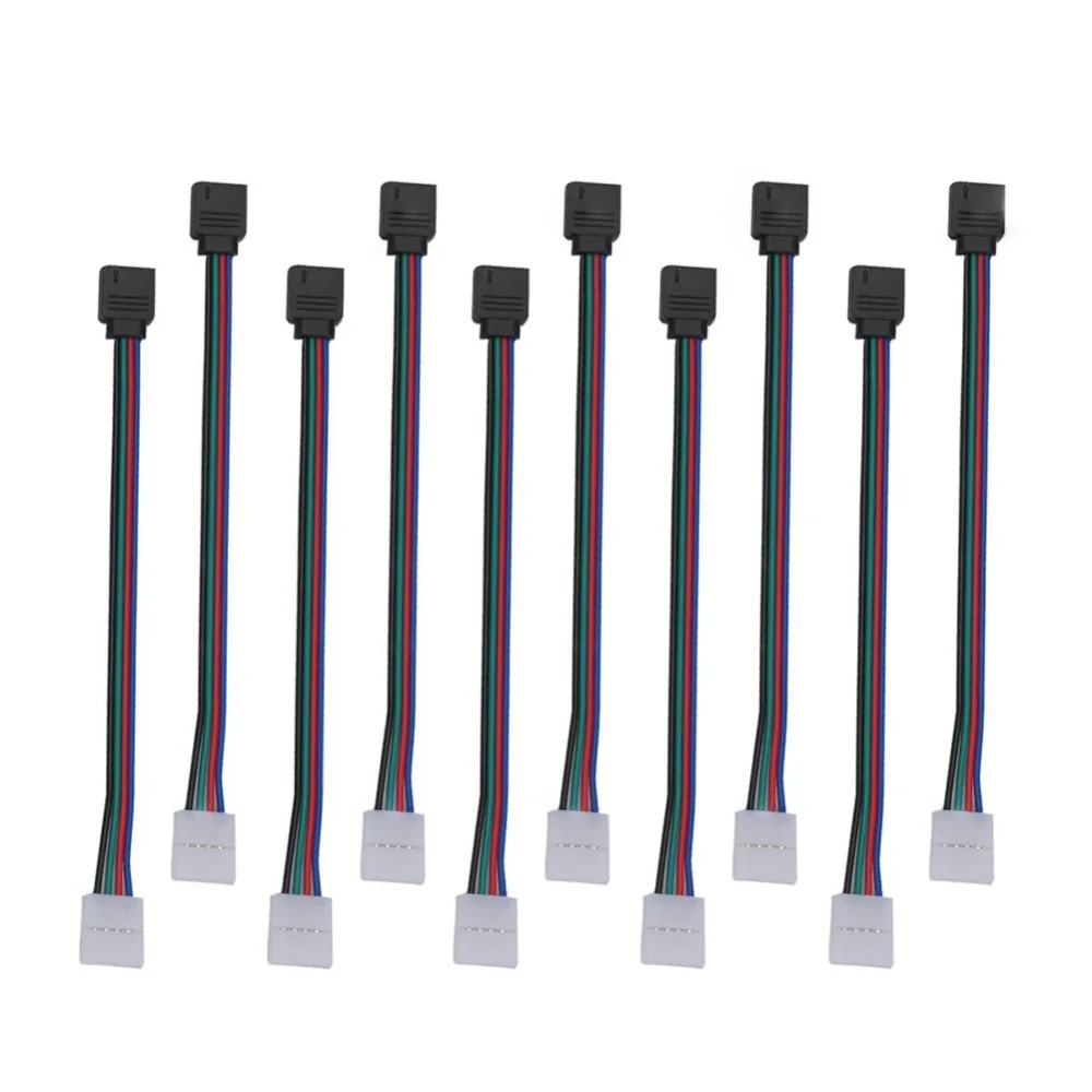 RGB светодиодные полосы разъемы для освещения 10 мм 4Pin без пайки кабель печатной платы провода до 4 штырьковый гнездовой адаптер для SMD 3528 5050
