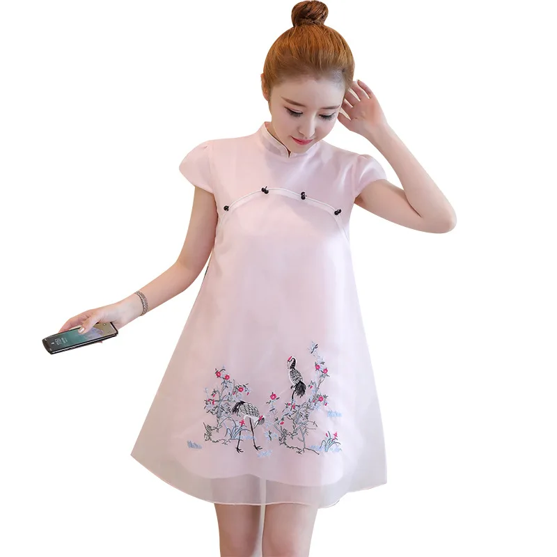 

Maternity Nursing Dresses for Pregnant Embroidey Pregnancy Women's Clothing Mother Retro Tide Casual
