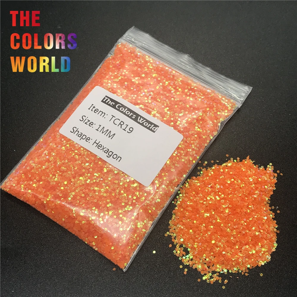 TCR19 переливчатая Радуга оранжевого цвета в форме Шестиугольника для ногтей Блеск