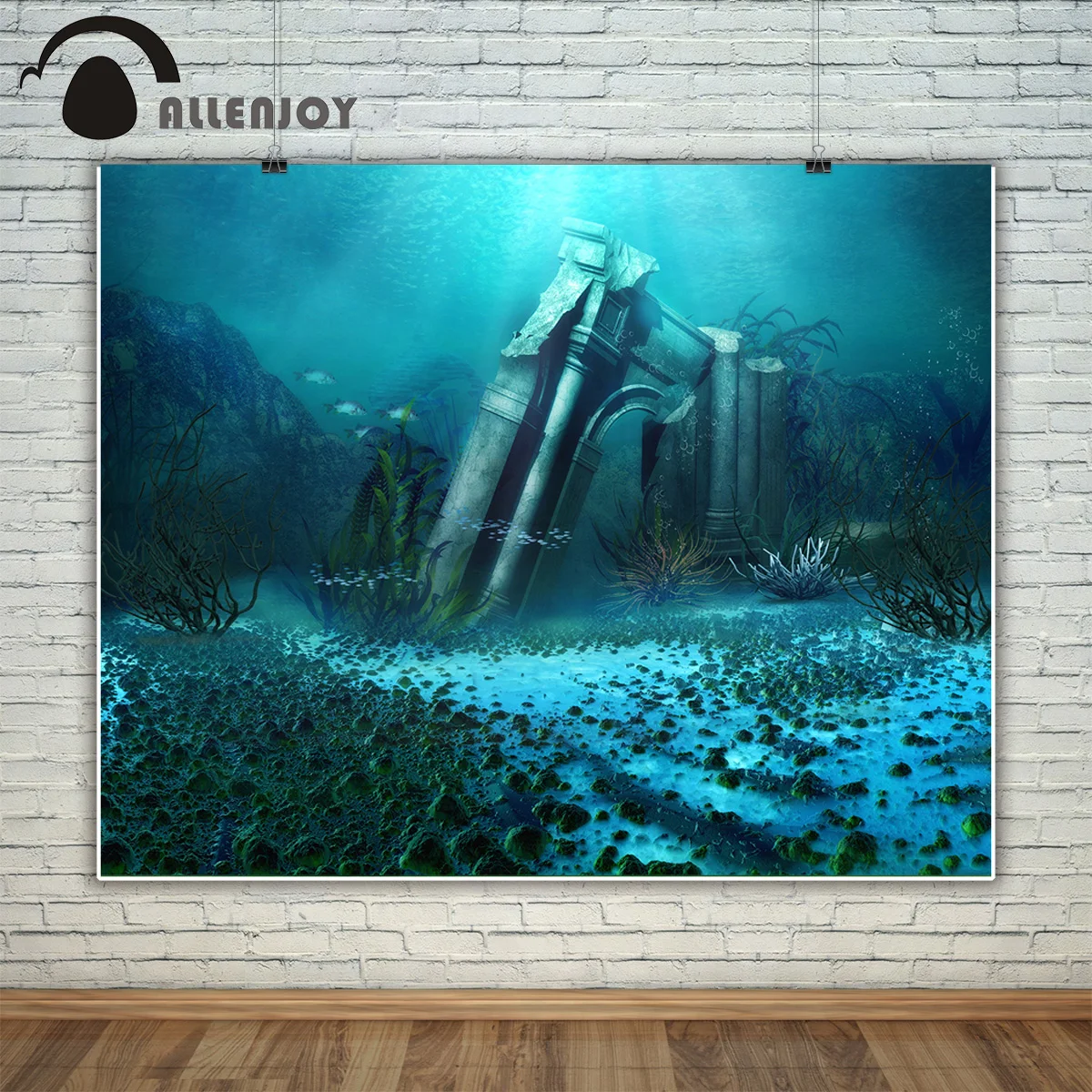 Фон Allenjoy для фотостудии подводный фантазийный пейзаж рыбы разрушенный Римский