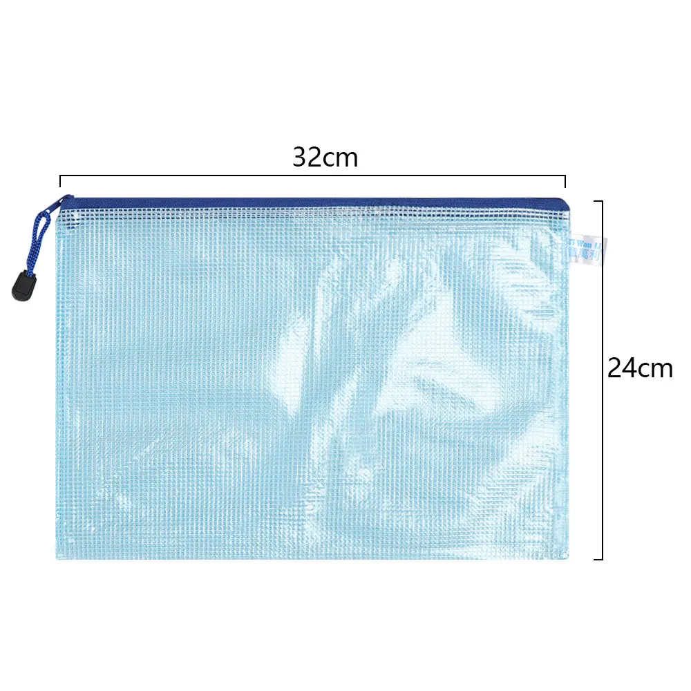 

1 Pc Waterproof Plastic Grid Zipper Paper File Folder Mesh Document Organize Pouch Office Supplies Family School Storage Bags