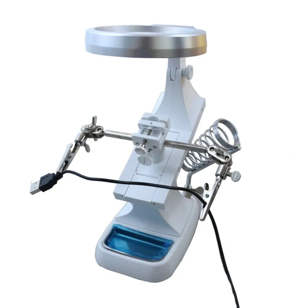 Magnifying Glass 3X 4.5X Desk Lens Clamp Stand 360 Degrees Rotation LED Maintenance Lamp Light Magnifier | Инструменты