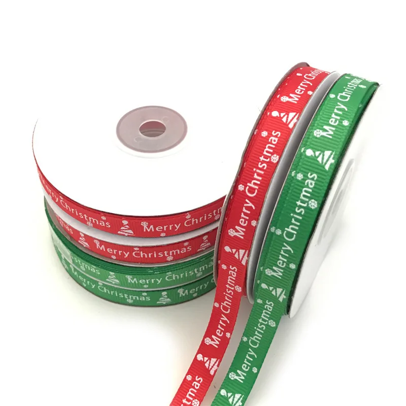 10mmX22meters зеленая Красная рождественская елка Grosgrain лента декоративная Xtmas