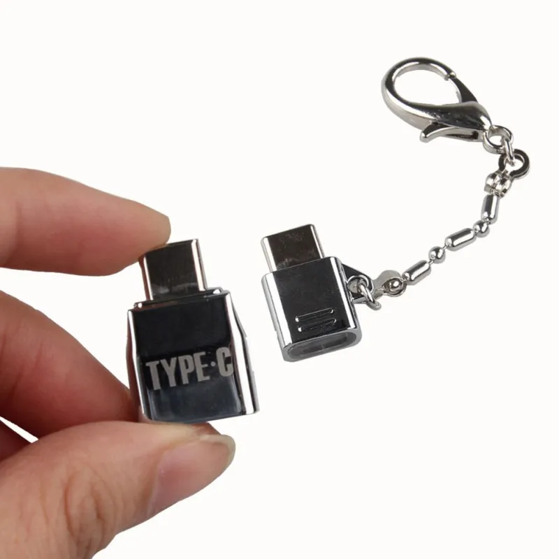 Zinc Alloy Key Chain Type-C Adapter Micro USB To Type C +USB OTG Converter For Samsung/Xiaomi/HuaWei/OnePlus Phones |